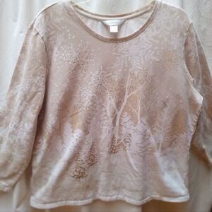 CJ Banks Neutral Beige Winter Scene Sweatshirt